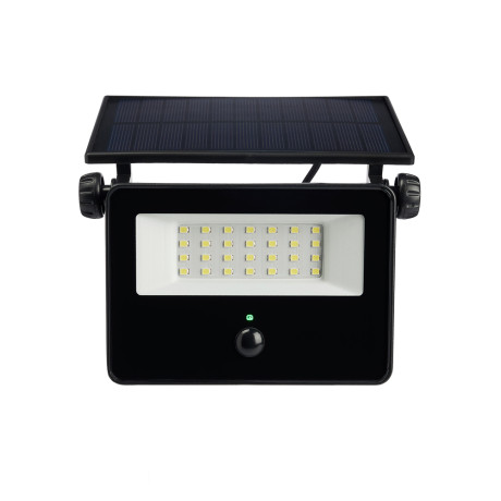 BY Светильник-прожектор с дат. движ., солн. панелью, 20LED, 1600Лм, 3000мАч, IP54, пластик, стекло,2