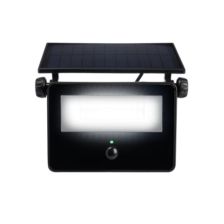 BY Светильник-прожектор с дат. движ., солн. панелью, 20LED, 1600Лм, 3000мАч, IP54, пластик, стекло,2