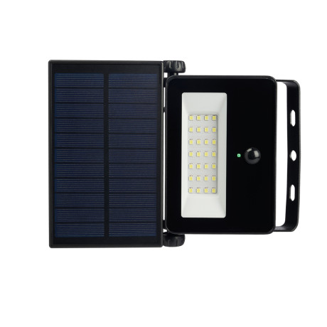 BY Светильник-прожектор с дат. движ., солн. панелью, 20LED, 1600Лм, 3000мАч, IP54, пластик, стекло,2