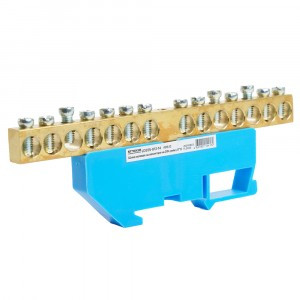 STEKKER шина нулевая "ноль" на DIN-изоляторе 8x12, 14 отв. 160А, синий  LD555-812-14 49542 90