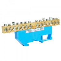 STEKKER шина нулевая "ноль" на DIN-изоляторе 8x12, 14 отв. 160А, синий LD555-812-14 49542 90