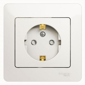 Systeme Electric GLOSSA роз. СУ 1 мест. перламутр (пл.осн., земля, штор.) GSL000644 (15!)