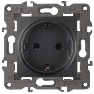 ЭРА 14 Elegance мех. роз. СУ 1 мест. (земля) 16A,250В, антрацит 14-2101-05 автоклеммы 3752