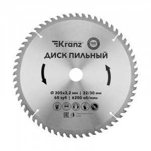 Диск пильный 305 мм х 60 зуб х 32/30 мм KRANZ (цена за шт) KR-92-0135