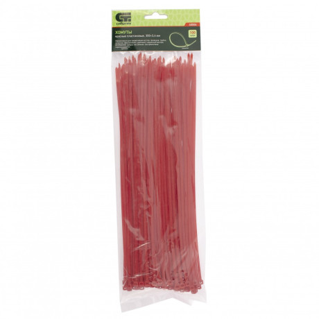 Хомуты, 300 x 3.6 мм, пластиковые, красные, 100 шт Сибртех