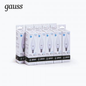 Gauss Elementary лампа Свеча на ветру E14 6W(450lm) 4100K 4K 132x38 матовая, пластик/алюм. 34126