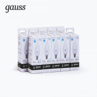 Gauss Elementary лампа Свеча на ветру E14 6W(450lm) 4100K 4K 132x38 матовая, пластик/алюм. 34126