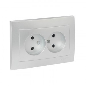 EKF Валенсия лиц. панель роз. 2 мест. б/з 10А сталь, шторки Al/Cu (корпус PC) ESR10-L-102-30