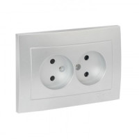 EKF Валенсия лиц. панель роз. 2 мест. б/з 10А сталь, шторки Al/Cu (корпус PC) ESR10-L-102-30