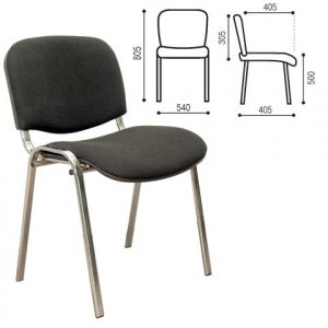 Стул для персонала и посетителей "ИЗО", хром. каркас, ткань черная (В-14)