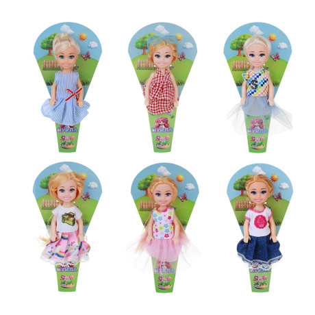 ИГРОЛЕНД Кукла в рожке 15 см, PVC, ABS, 9х3,5х17,5 см, 6 диз.