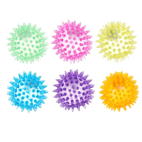 ИГРОЛЕНД Мяч световой "Попрыгунчик-Шипы" прозрачный, 3хLR41, резина, d6,5см, 6 цветов