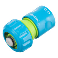 Соединитель пластмассовый, быстросъемный для шланга 3/4, аквастоп, однокомпонентный Palisad Luxe