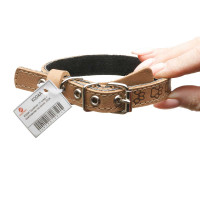 Ошейник кожа+кожаный подклад тиснение ширина 15 мм длина 35 см