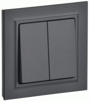 IEK BRITE выкл. СУ 2 кл. 10А, 230В, графит ВСР10-2-0-БрГ BR-V20-0-10-K53-F