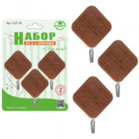 Крючки самоклеящиеся &quot;Вуд ромб&quot; 7,2*2*5см, 3шт/уп (кратность 6шт!!!), пластик VL27-76 Мультидом