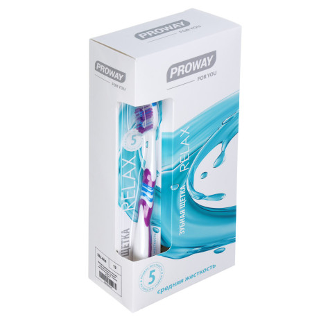 PROWAY Зубная щетка Релакс, пластик, резина, средняя жесткость, индекс 5, степень 6<G<9
