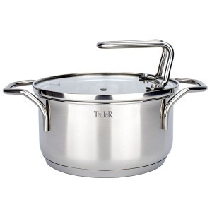 Кастрюля нерж сталь с крышкой Инесс 1,5л стенки 0,6мм дно 4,0мм, индукция TR-17255 TalleR