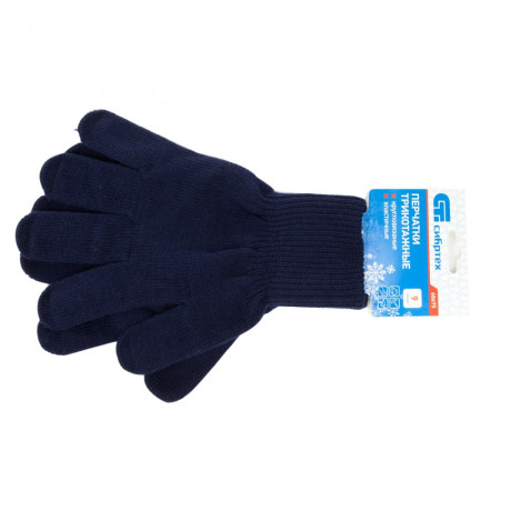Перчатки трикотажные, акрил, синий, двойная манжета Сибртех