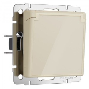 Werkel мех. роз. СУ 1 мест. 16A земля шторки крышка IP44 (айвори акрил) W1171243 a064062