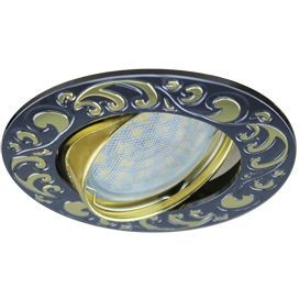 Ecola DL114 MR16 GU5.3 св-к литой поворот.Лианы Черный Хром/Золото 25x90 FM1604EFF (10!)