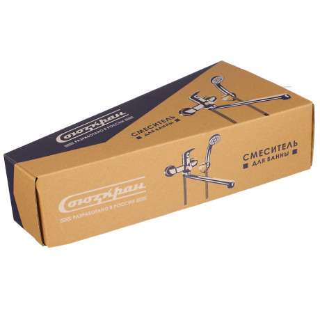 СоюзКран Смеситель для ванны с душем, прямой излив 35см, керам. картридж 35мм, хром, цинк, SK08-P137