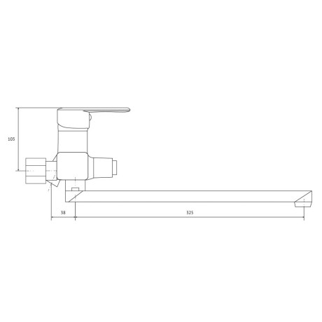СоюзКран Смеситель для ванны с душем, прямой излив 35см, керам. картридж 35мм, хром, цинк, SK08-P137