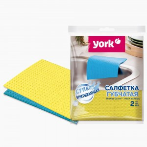 Салфетки губчатые 18*20см,целлюлоза,супервпитывающие,(2шт/уп),024170/ YORK