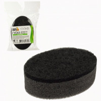 Губка для посуды двухслойная овальная поролон, 9,5*6,5*3см, KS-07, черный (35!) 107566 Рыжий кот