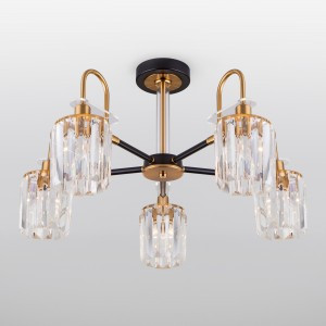 EUROSVET Люстра 5x60W 630х340 металл античная бронза/чёрный/прозрачный Tenia 70090/5