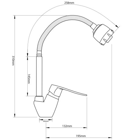 RAIN Смеситель для кухни Оникс, гибкий излив, картридж 35мм, латунь, хром