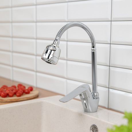 RAIN Смеситель для кухни Оникс, гибкий излив, картридж 35мм, латунь, хром