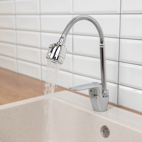 RAIN Смеситель для кухни Оникс, гибкий излив, картридж 35мм, латунь, хром