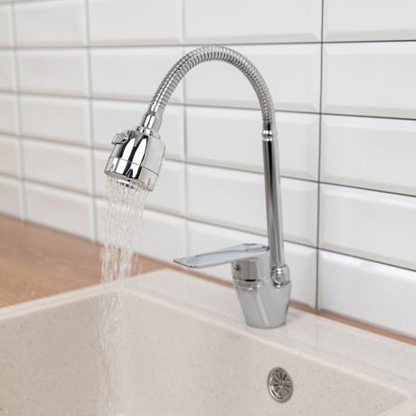 RAIN Смеситель для кухни Оникс, гибкий излив, картридж 35мм, латунь, хром