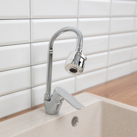 RAIN Смеситель для кухни Оникс, гибкий излив, картридж 35мм, латунь, хром