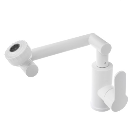 СоюзКран Смеситель для кухни и раковины, излив с вр. 360 гр, аэратор 2 реж, металлопластик, белый