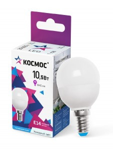 Космос шар  E14 10,5W (10W) (860lm) 6500K 6K матов. 79x45 IC драйвер LkeLED10.5wGL45E1465