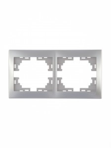 Lezard Мира рамка 2 мест. (б/вст, горизонт.) металлик серый (PC) 701-1000-147