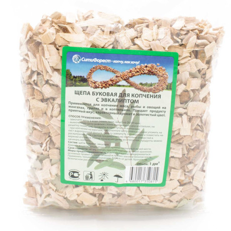 Щепа для копчения БУК С ЭВКАЛИПТОМ 1л х 45