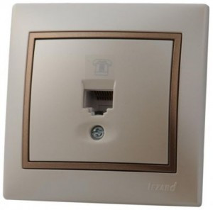 Lezard Мира роз. телеф. СУ 1 мест. перламутр с коричн. вставкой (RJ11) (корпус PC) 701-3031-137