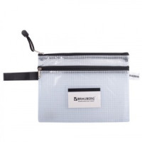 Папка-конверт на молнии BRAUBERG "Solid", А5, 238х180 мм, ПВХ, сетка, 0,3 мм, 2отд., прозр. 223890