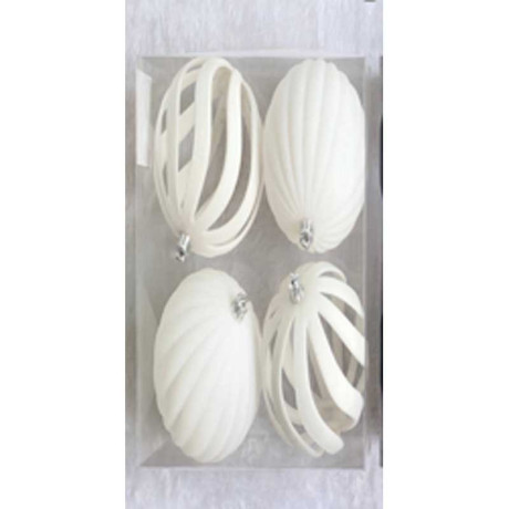 Набор елочных украшений 10RDK4-1 10 см 4 шт Шары БАРХАТ белый