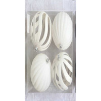 Набор елочных украшений 10RDK4-1 10 см 4 шт Шары БАРХАТ белый