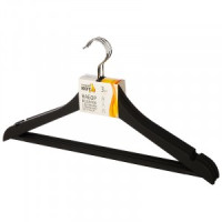 Вешалка-плечики 44,5см, пластиковая c выемками, soft-touch, 3шт/уп, черный 107881 Рыжий кот