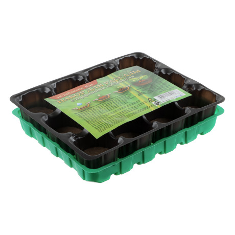 Набор для выращивания рассады (торфяные таблетки 12шт d4,1см + кассета + пластик лоток 17х20,5см)