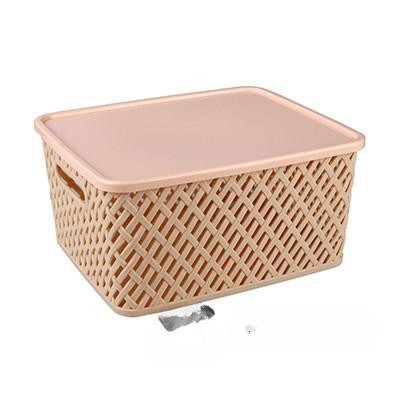 Корзина "Плетенка" 350*290*175 с крышкой Бежевый БШ3557