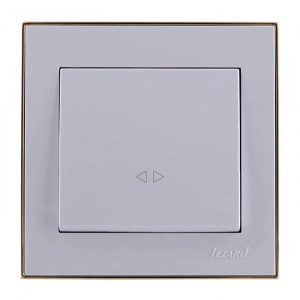 Lezard RAIN выкл. промежуточный СУ 1 кл. бел. с бок. вст. золото (корпус PC) 703-0226-107