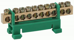 ЭРА шина PE земля ШНИ 6х9-10-Д-Зеленый 10 отв. латунная в изоляторе стойка (уп.5шт цена за шт) 44129