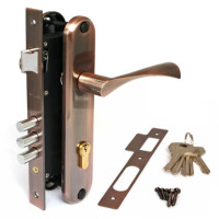 Замок врез 2223/60-AC  Apecs (медь) с ручками, личина-60мм  \20