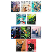 ClipStudio Тетрадь общая 48л. в клетку, БЕЛЫЕ ЛИСТЫ, обложка картон, скрепка, 5 дизайнов